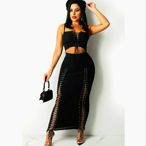 Sexy lace up top/skirt sets in stock! Multiple sizes available - Picture 2 of 6